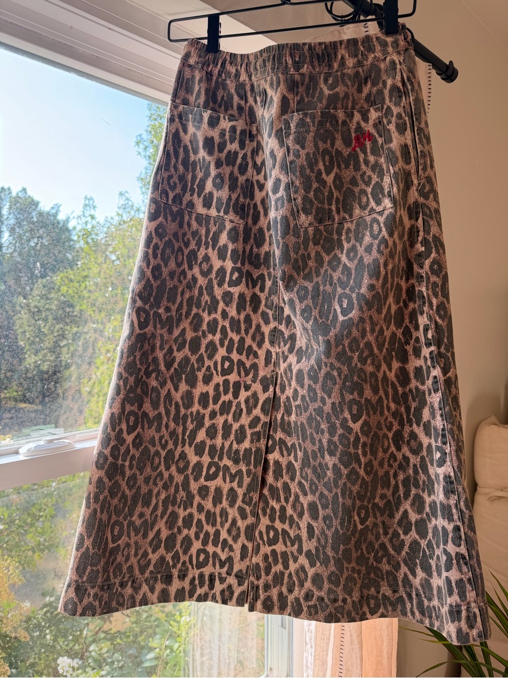 *Damson Madder* Leopard Print Denim Midi Skirt - Picture 3 of 12